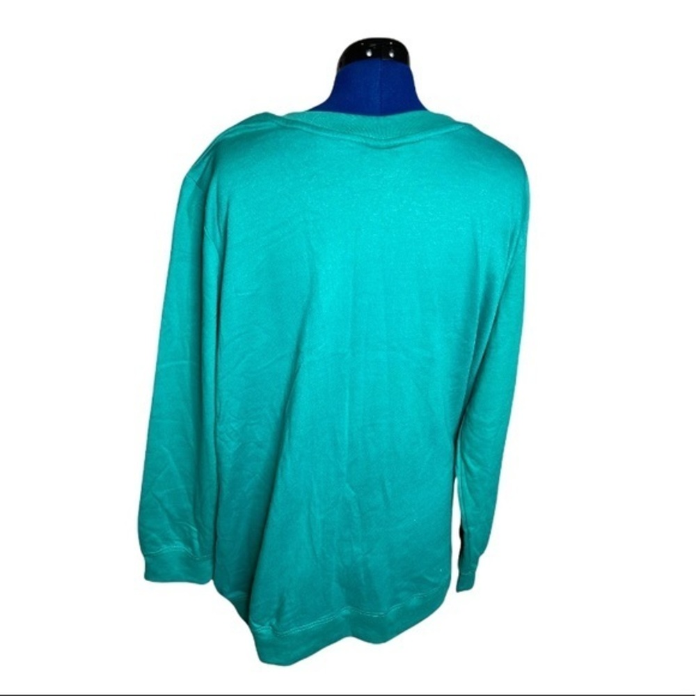NWOT Woman Within 2X (26/28) green snap scoop neck long sleeve sweatshirt jacket - Picture 6 of 8